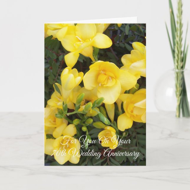 Carte Freesias Personnalisé 70e anniversaire de Mariage (Devant)