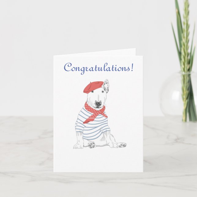 Carte French Artist Bull Terrier Congratulations  (Devant)
