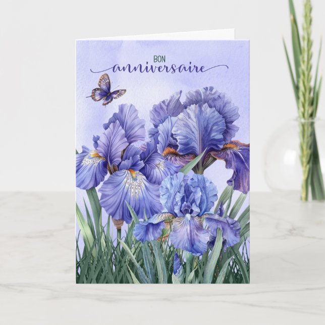 Carte French Bon Anniversaire Purple Iris Anniversaire (Devant)