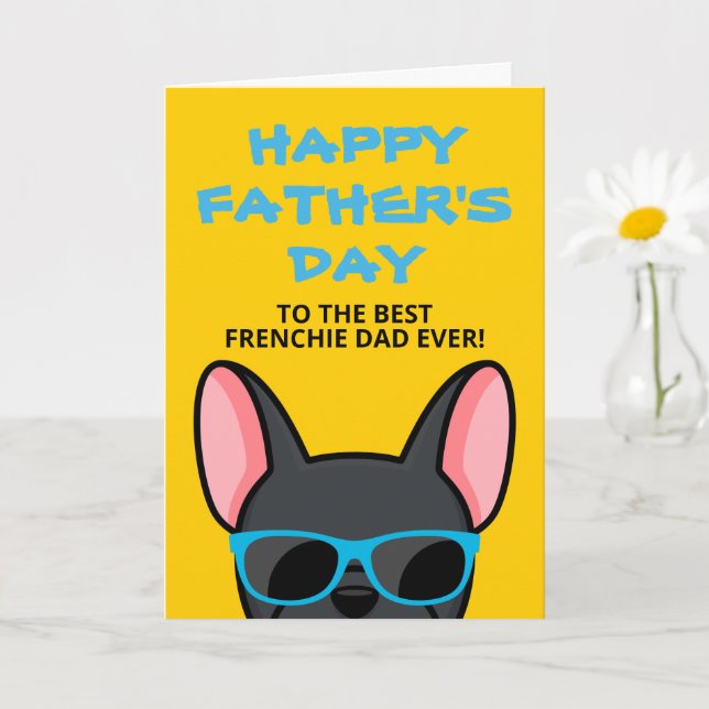 Carte French Buldog Française Fête des pères (Petite plante)