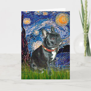 Carte French Bulldog (black 11) - Starry Night (vert)