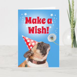 Carte French Bulldog Faire Un Dandelion Souhaitable & Gâ