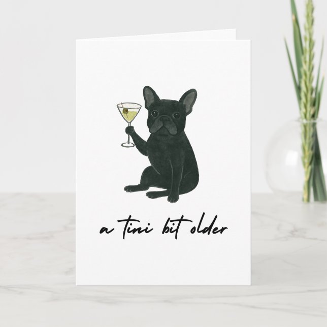 Carte French Bulldog Frenchie Martini Birthday Card (Devant)