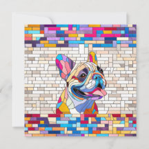 French Bulldog -Frenchie - mosaïque colorée