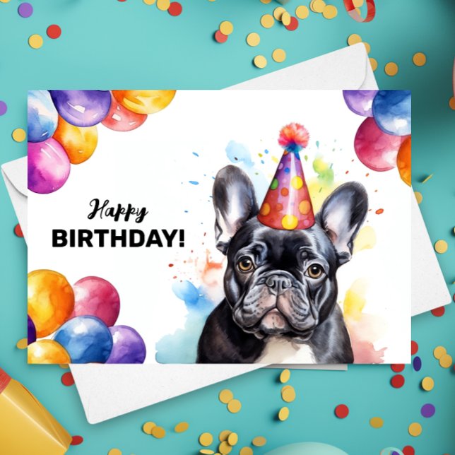 Carte French Bulldog Frenchie Portrait Joyeux anniversai (Créateur téléchargé)