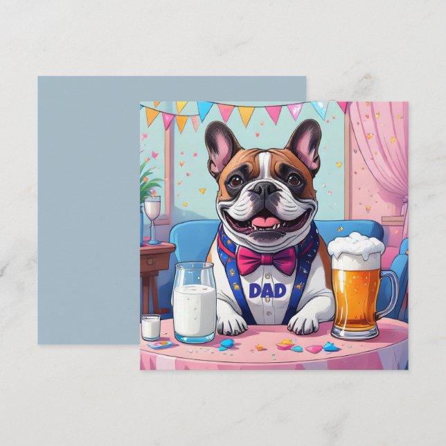 Carte French Bulldog Papa Fête des Pères (Devant / Derrière)