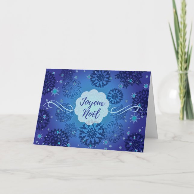 Carte French Christmas Joyeux Noel Snowflakes (Devant)