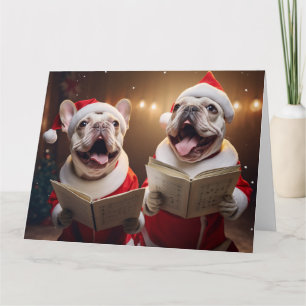 Carte Frenchie Christmas Carolers Fun Holiday