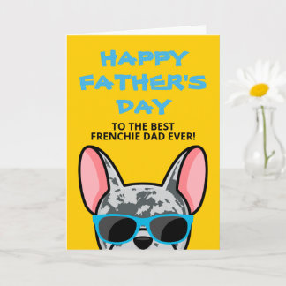 Carte Frenchie Fête des Pères Bouledogue Français Blue M