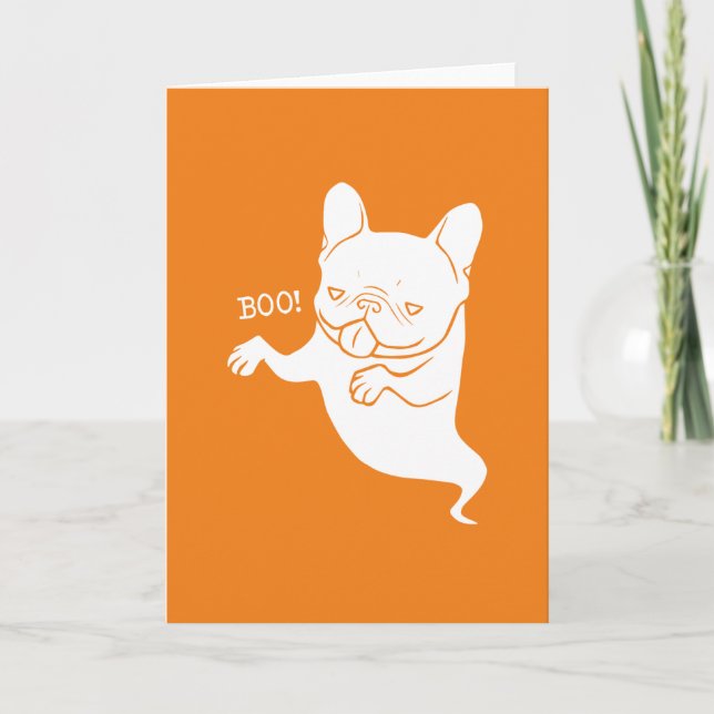 Carte Frenchie huent huent le fantôme de Halloween (Devant)