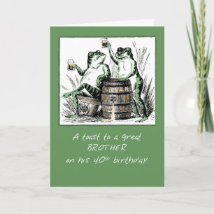 Carte Frère 40e Anniversaire Grenouilles Toasting avec b