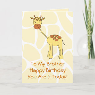 Carte Frère, 5e anniversaire. Caricature de la Giraffe m