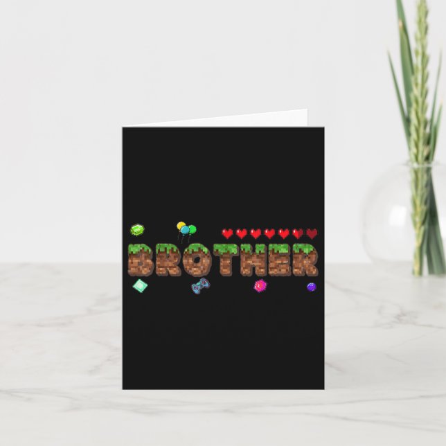 Carte Frère De L'Anniversaire Boy Pixel Jeu Correspondan (Devant)