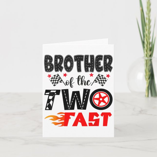 Carte Frère Des Deux Rapides 2E Anniversaire Boy Racing  (Devant)