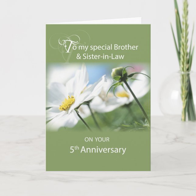 Carte Frère et belle-soeur Fleurs du 5e anniversaire (Devant)