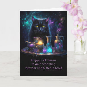 Carte Frère et belle-sœur Halloween Mignon Chat Noir