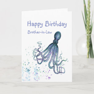 Carte Frère par alliance pour son anniversaire Le poulpe