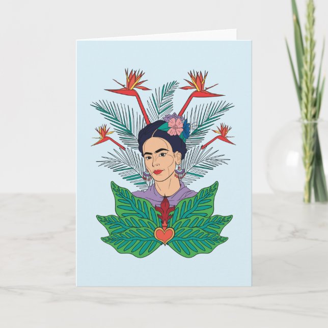 Carte Frida Kahlo | Oiseaux de Paradis Floral Graphic (Devant)