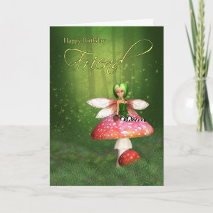 Carte Friend Fairy Birthday Card - Woodland Fairy Happy