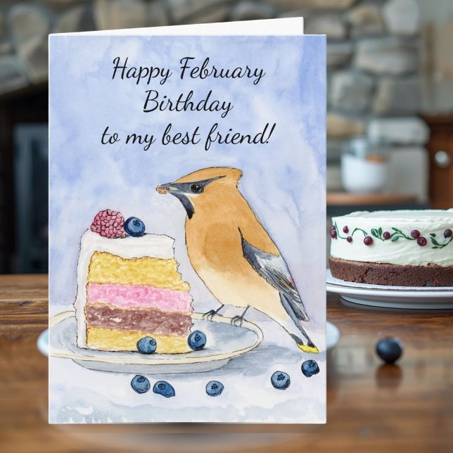 Carte Friend Happy February Birthday Bird (Créateur téléchargé)