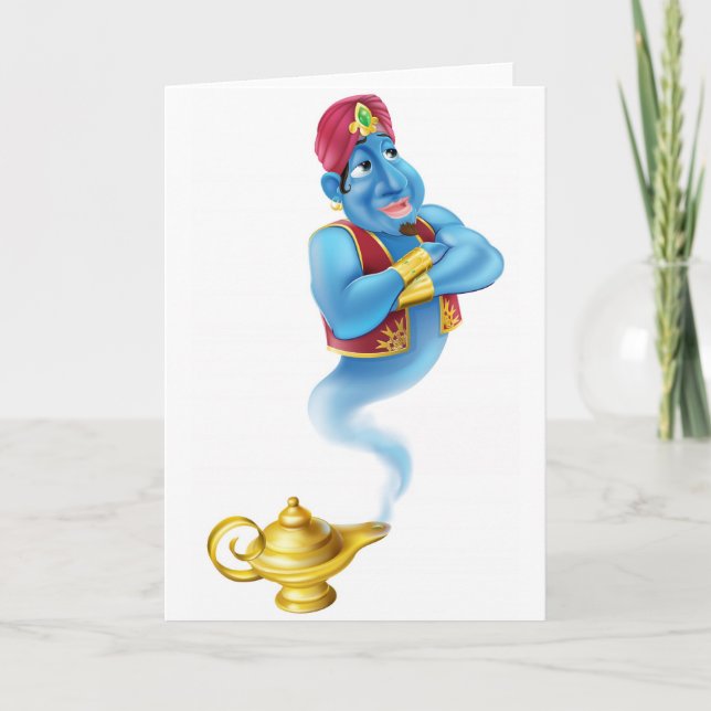 Carte Friendly Jinn or genie and magic oil lamp (Devant)