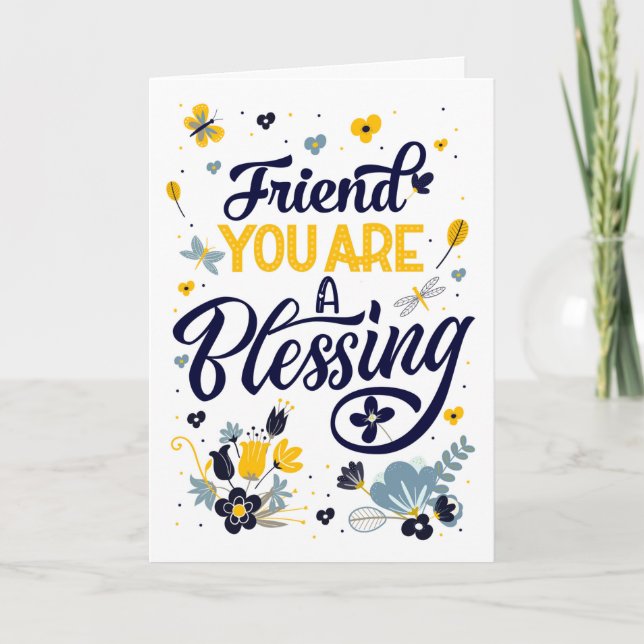 Carte Friend's Birthday You are a Blessing Botanical (Devant)