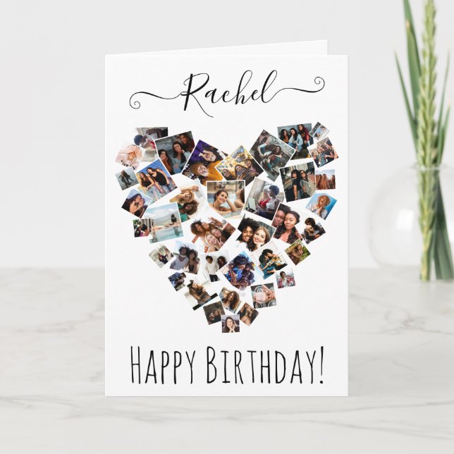 Carte Friends Family Photo Heart Collage Joyeux Annivers (Devant)