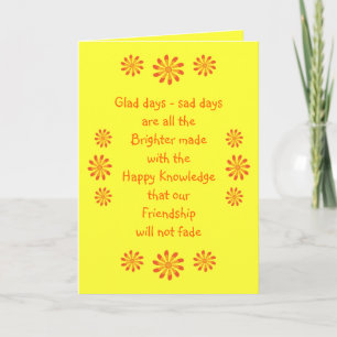 Carte Friendship poem & flowers greeting card