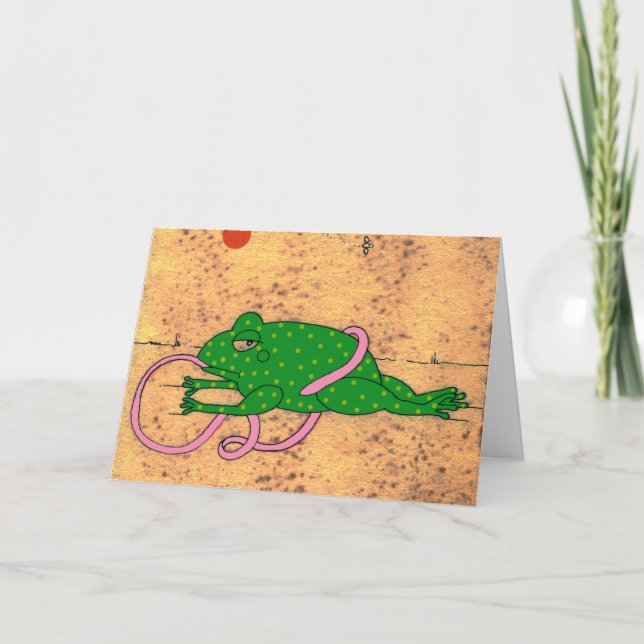 Carte Frog Tripping Over Its Tongue Greeting (Devant)