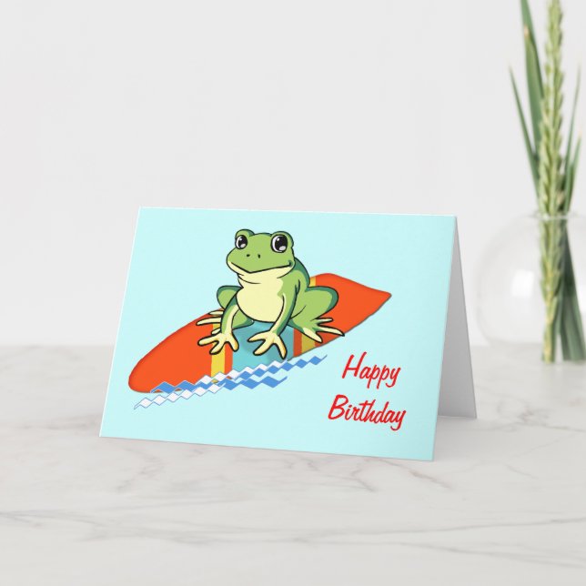 Carte Froggy on a Surboard Birthday (Devant)