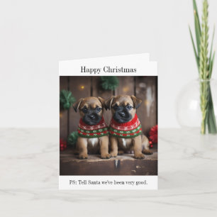 Carte Frontale Chiots Terrier dans les pulls de Noël