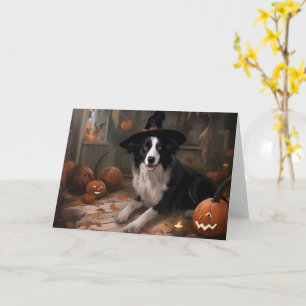 Carte Frontière Collie Citrouilles Halloween effroi