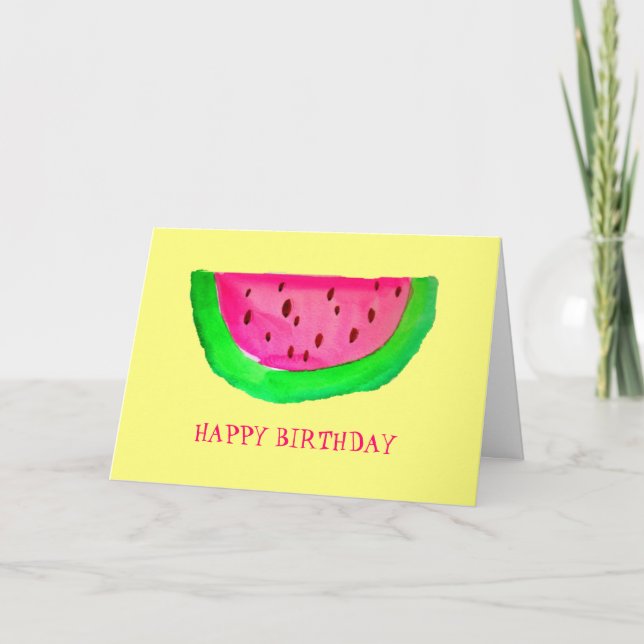 Carte Fruit de pastèque rose juteux Joyeux anniversaire (Devant)