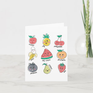 Carte Fruit D'Esprit Vertus Cute Kawaii Christian Kids