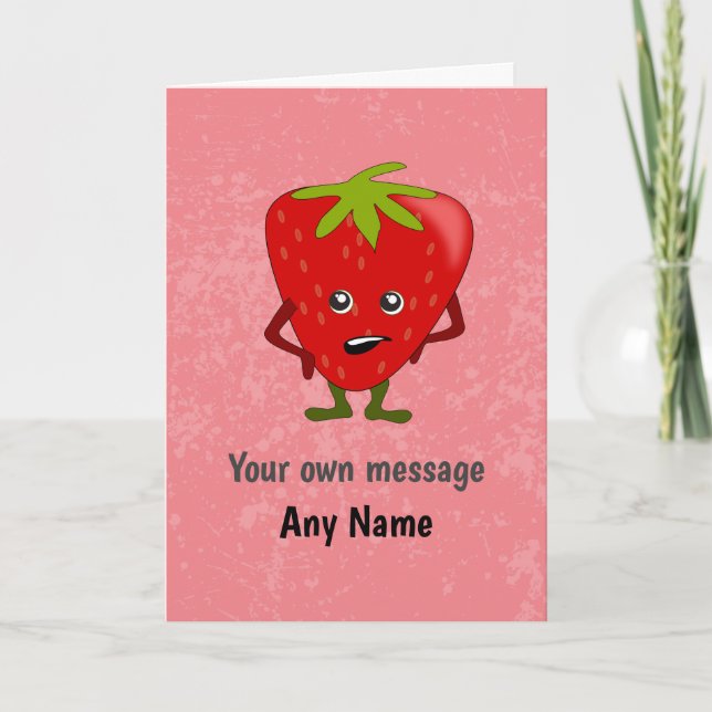 Carte Fruit drôle - Pas impressionné Fraise rose Personn (Devant)