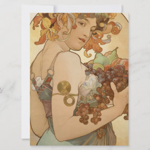 Carte Fruits (Art Nouveau) (Portrait féminin) (Fruits)
