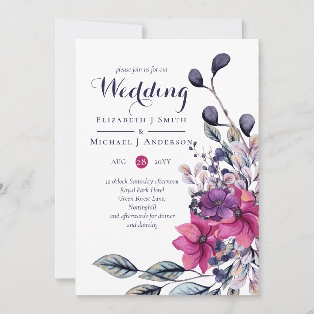 Carte Fuchsia Dreams Jolie Mariage de automne d'automne  (Devant)