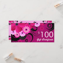Fuchsia Purple Elegant Personnalisé $100 Bon cadea