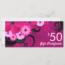 Fuchsia Purple Elegant Personnalisé $50 Certificat