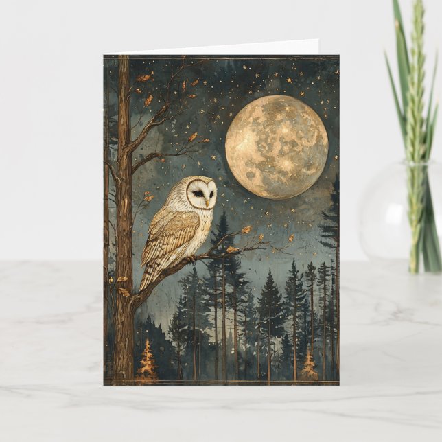 Carte Full Moon Owl Blank (Devant)