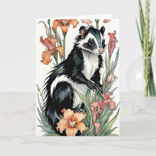 Carte Fumées de foutre floral Skunky Art Skunks Fleurs