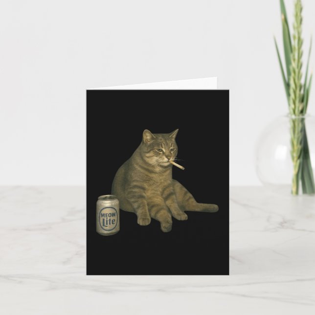 Carte Fumer drôle Mème Chat Cigarette Kitten Boire B (Devant)