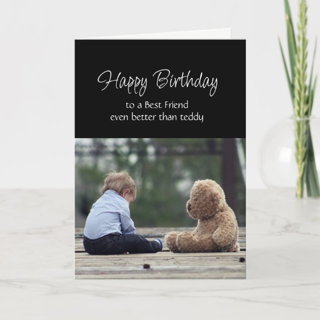 Carte Fun Birthday Best Friend Cute Teddy Bear (Devant)