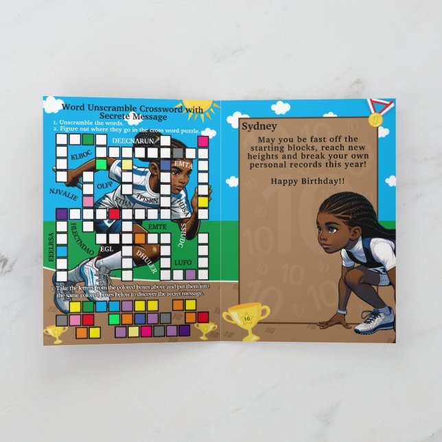 Carte Fun Black Girls Track Star Secret Message Annivers (Intérieur)