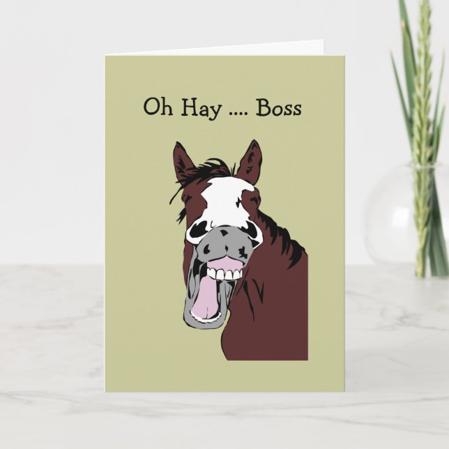 Carte Fun Boss Anniversaire Grand Jour à Cheval Autour (Devant)