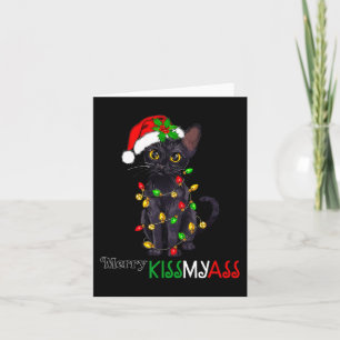 Carte Fun Chat Noir Merry Kissmyass Xmas Pyjamas Chritue