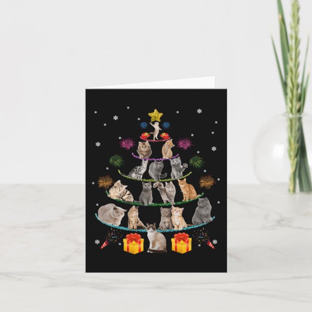 Carte Fun Chats Arbre de Noël Meowy Xmas Chats Arbre Lum (Devant)
