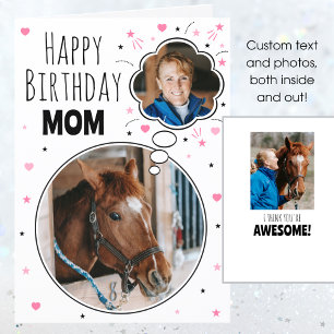 Carte Fun Cheval Maman Anniversaire Pensée Bulle Photo B