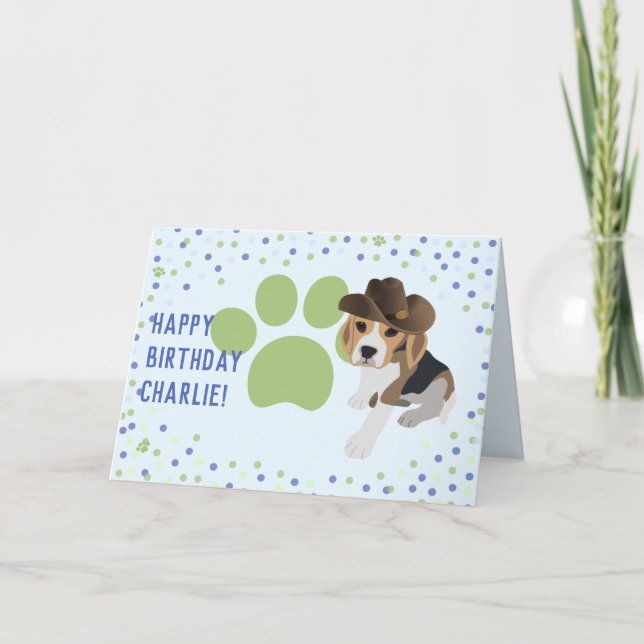 CARTE FUN CUTE PUPPY CASQUETTE PAWPRINT AMOUREUX DE LES  (Devant)