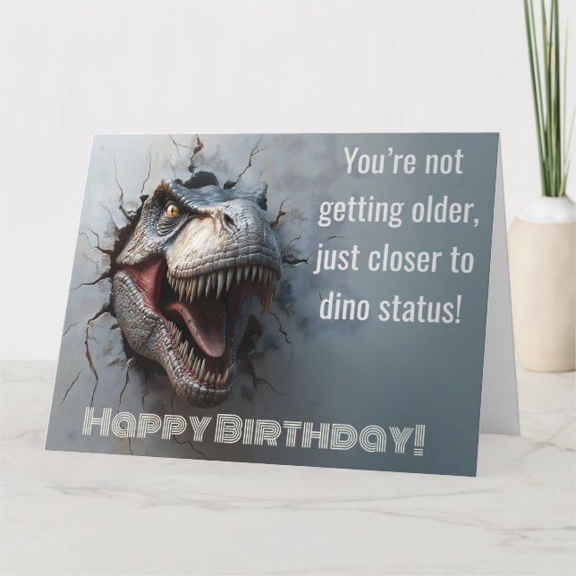Carte Fun Dino T-rex conception d'anniversaire (Devant)